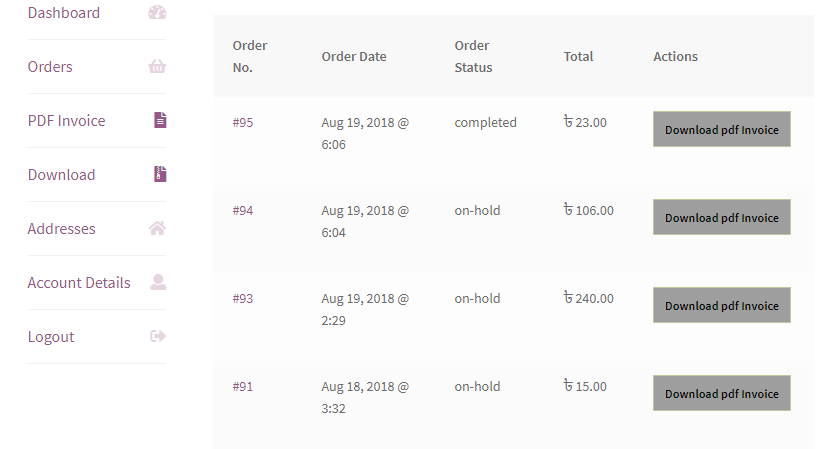 PDF Invoice Page