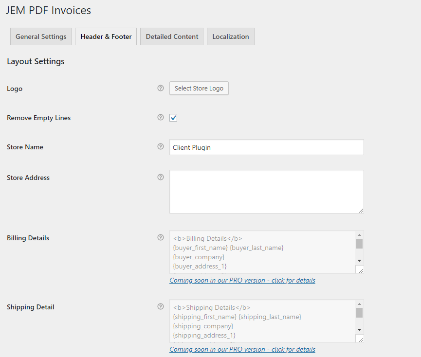 Customize the invoice