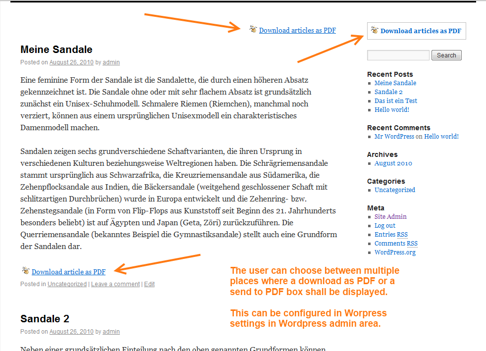 Links and boxes can be inserted in multiple places