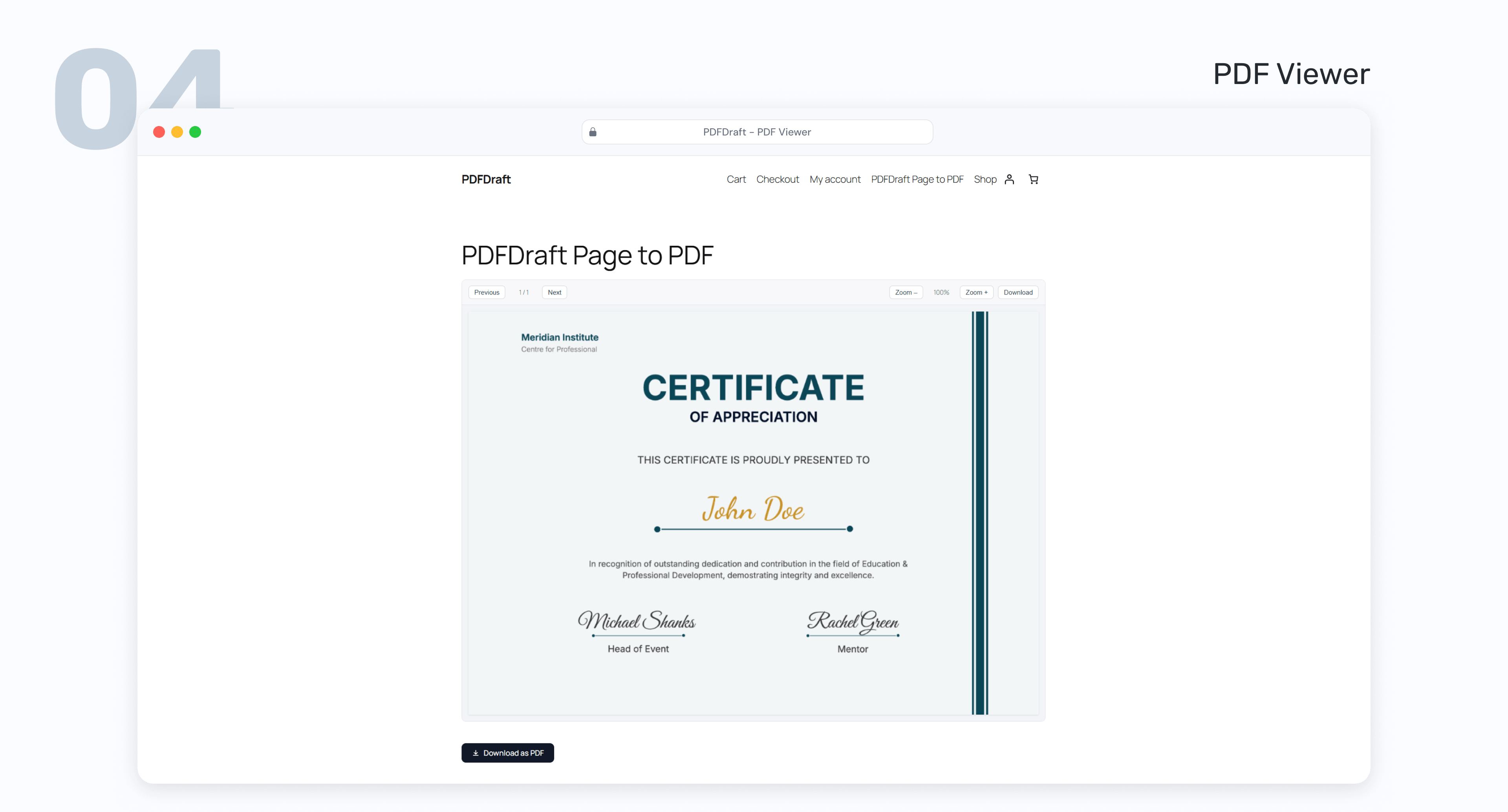 Embedded PDF and Button block in Frontend.