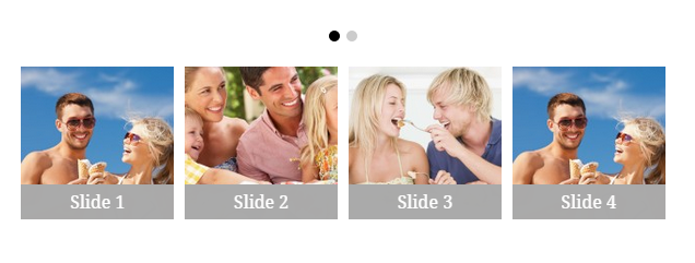 Example: 4 thumbnails with bullets.