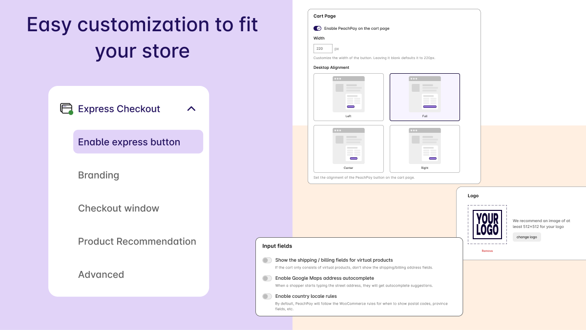 Add, edit, or remove checkout fields in both Express Checkout and on the checkout page