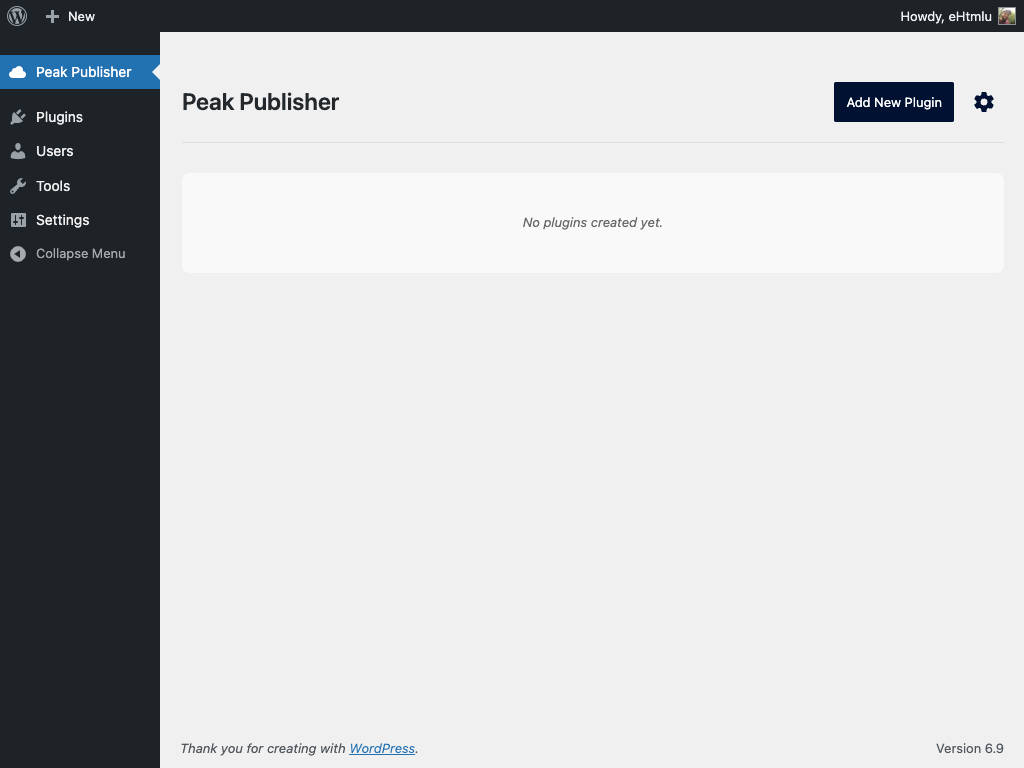 Once the new plugin has been added, the plugin's details page is displayed.
