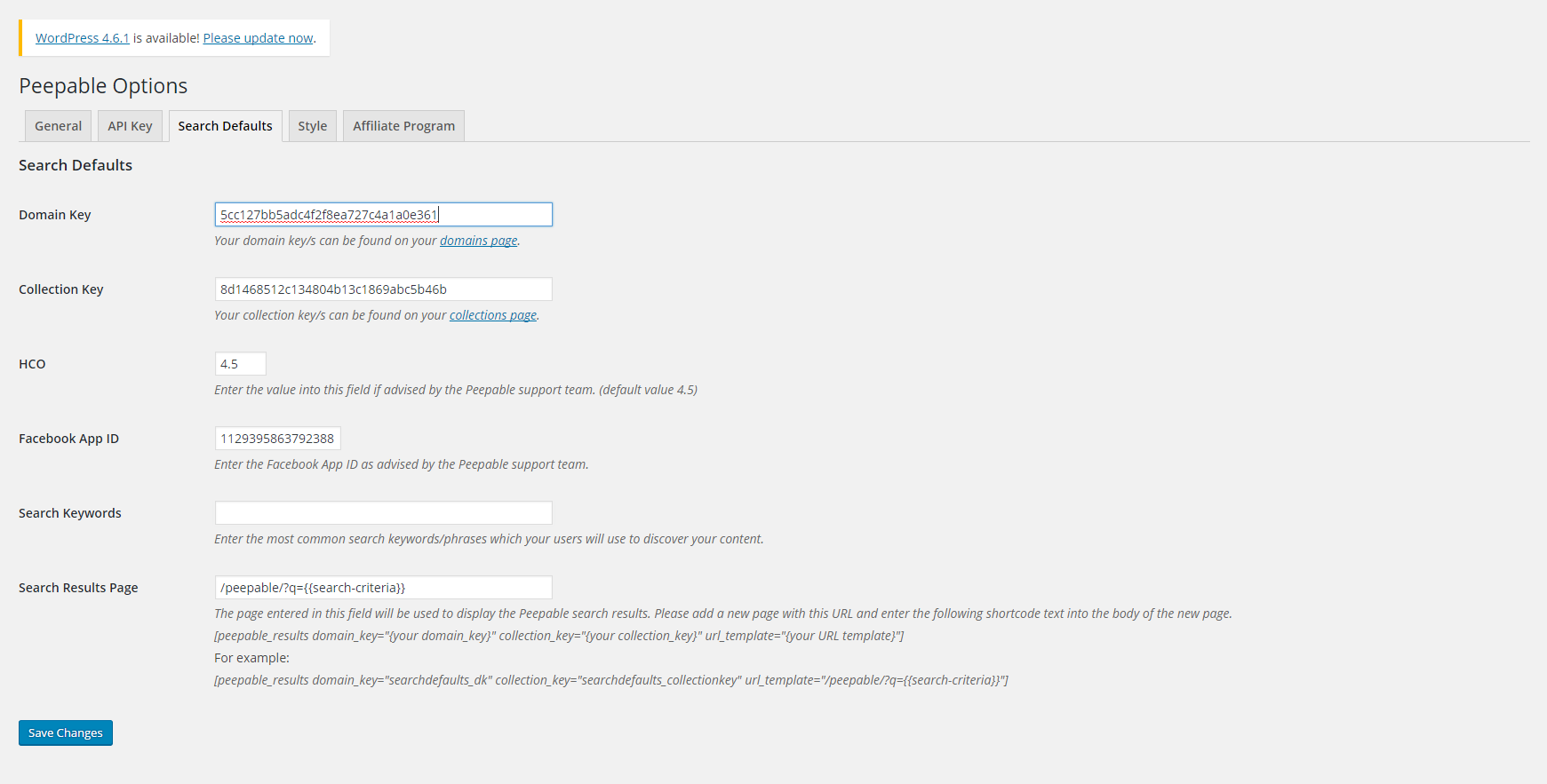 The search options page peepable_searchdefault_options.png