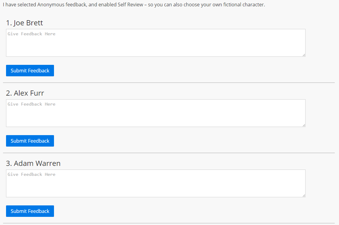 Written feedback example