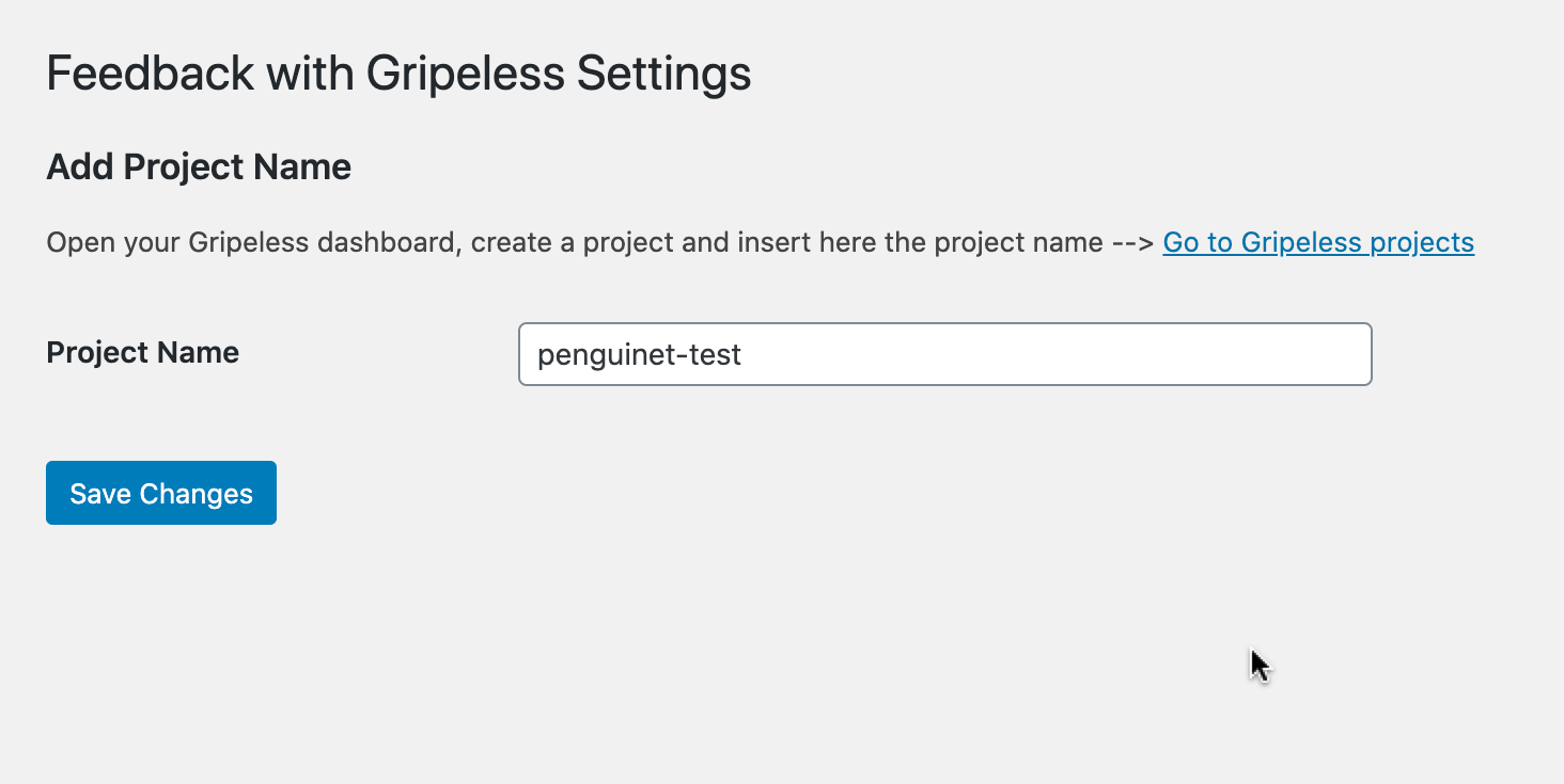 The settings page