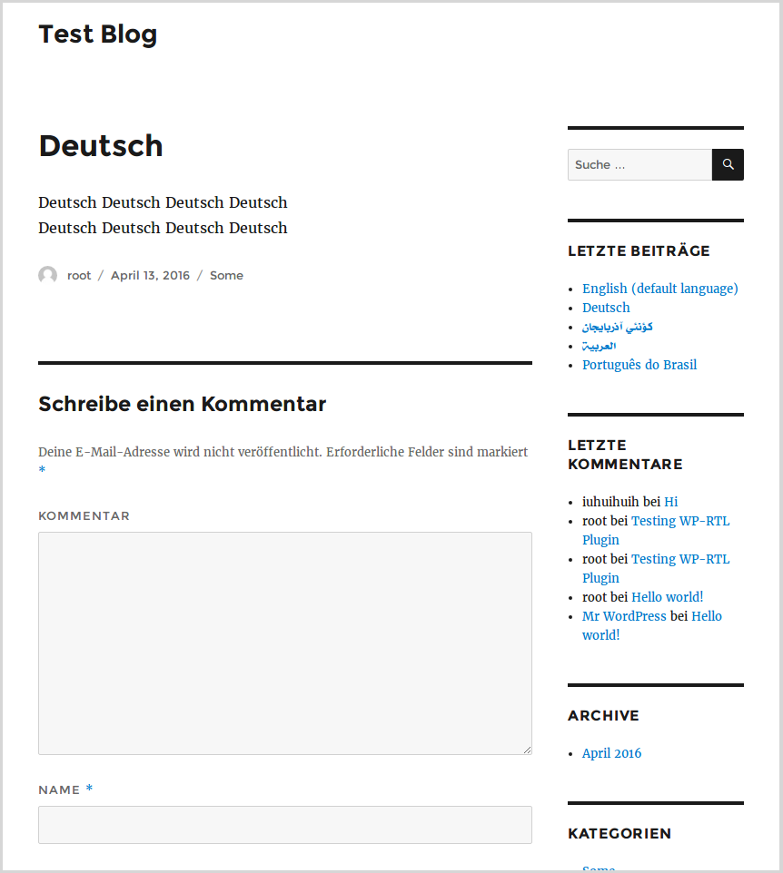Example of a post in Dutch (Deutsch)