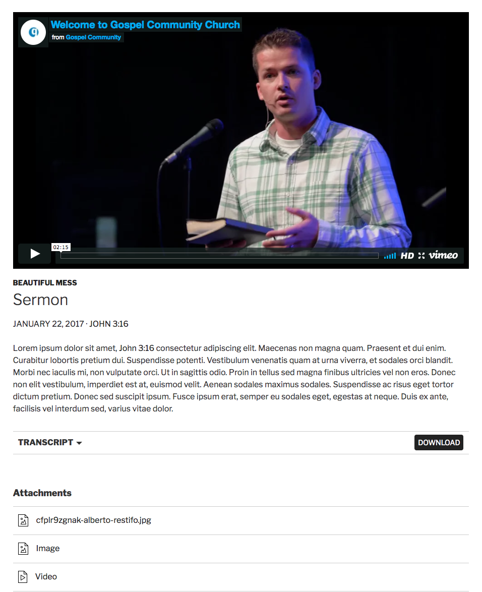 Beautifully display your sermon on your website
