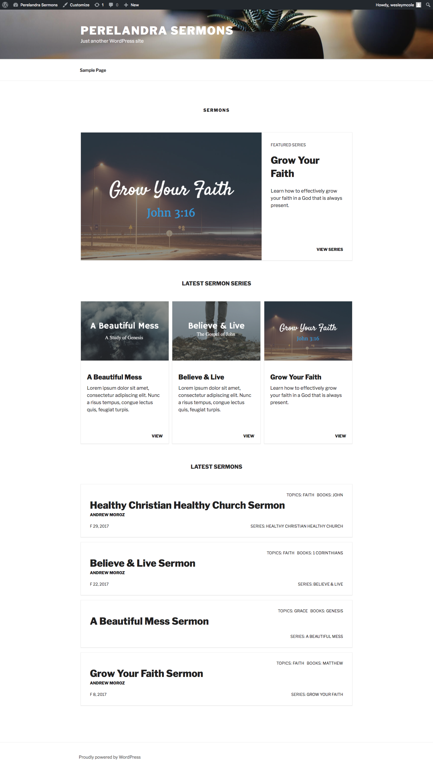 Sermon archive page