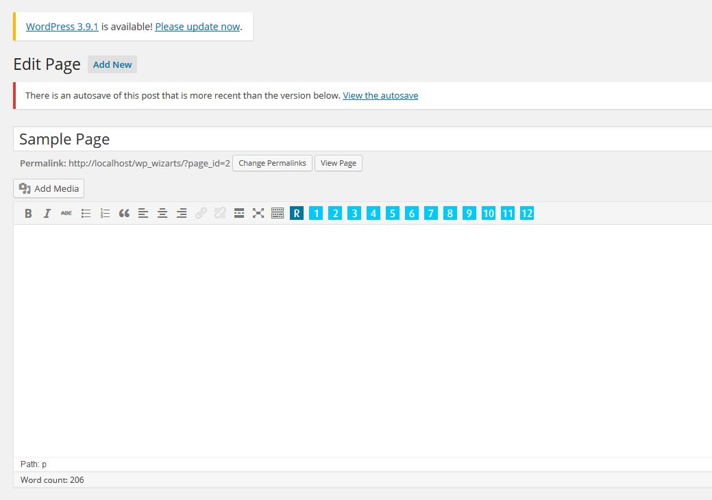 After installation you will have blue buttons along the top of your editor.