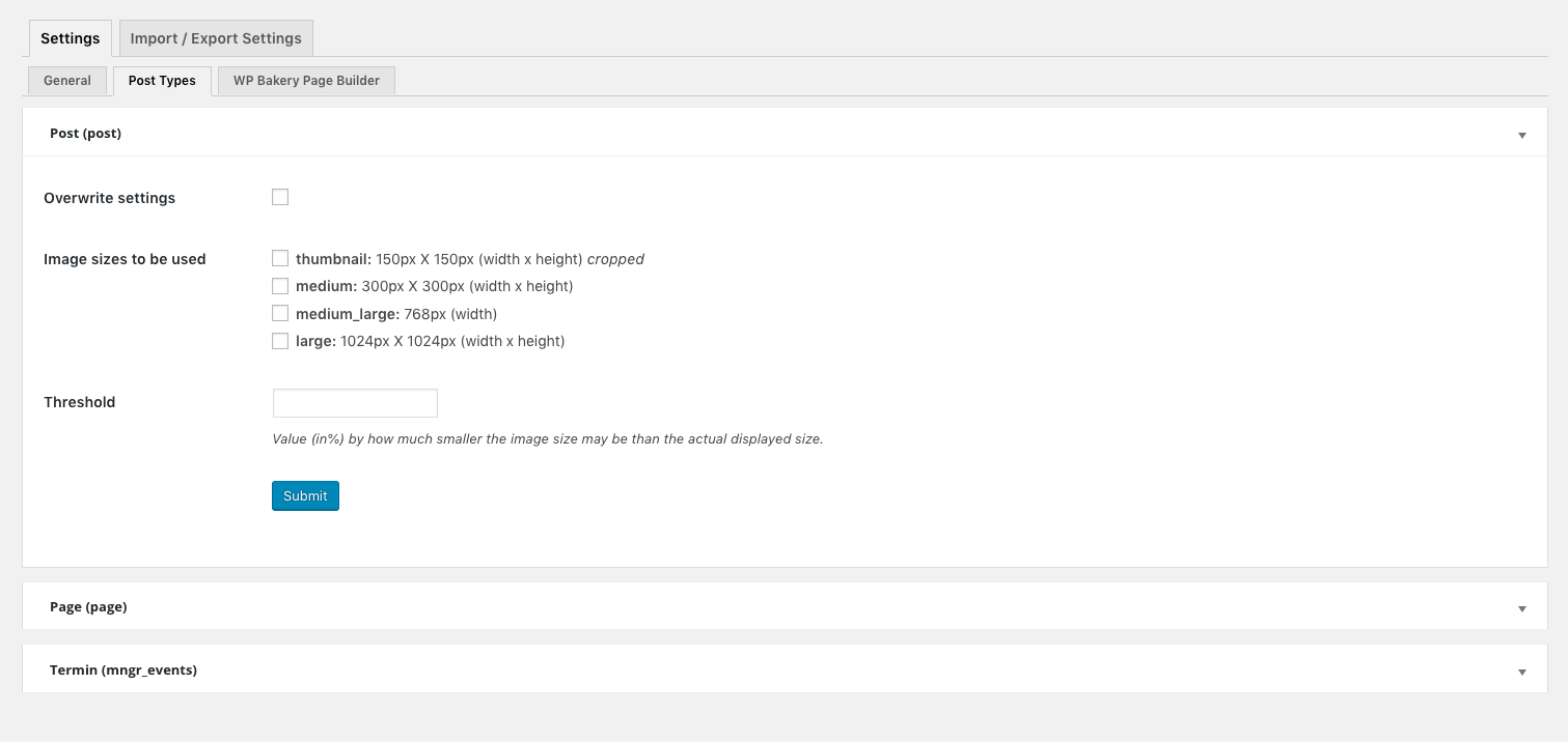 Post Type specific overwrites