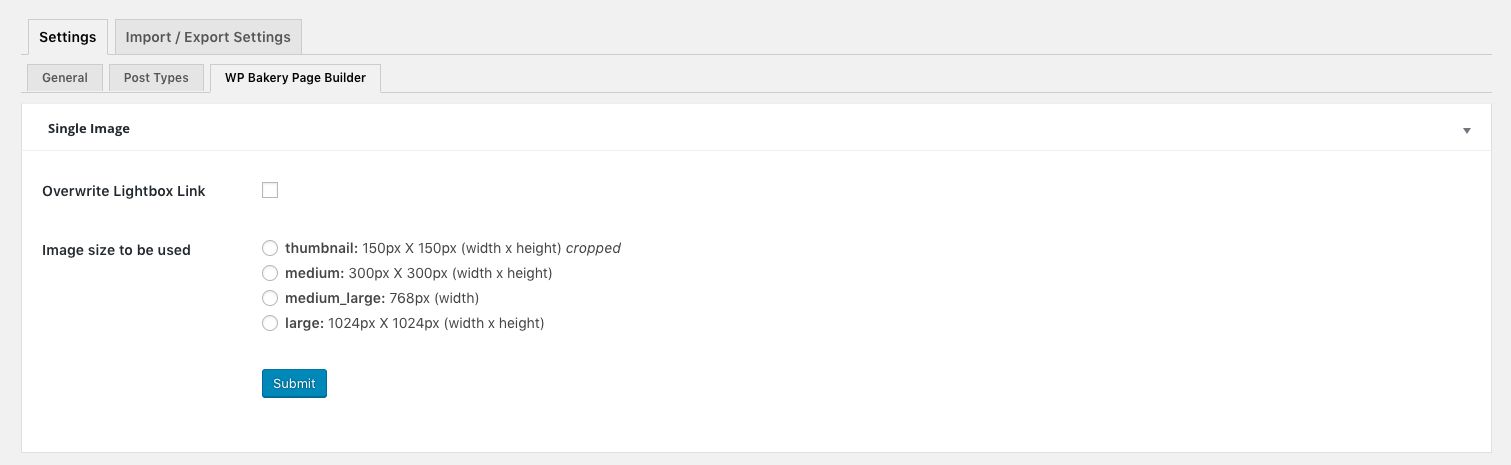 WP Bakery Page Builder - additional settings