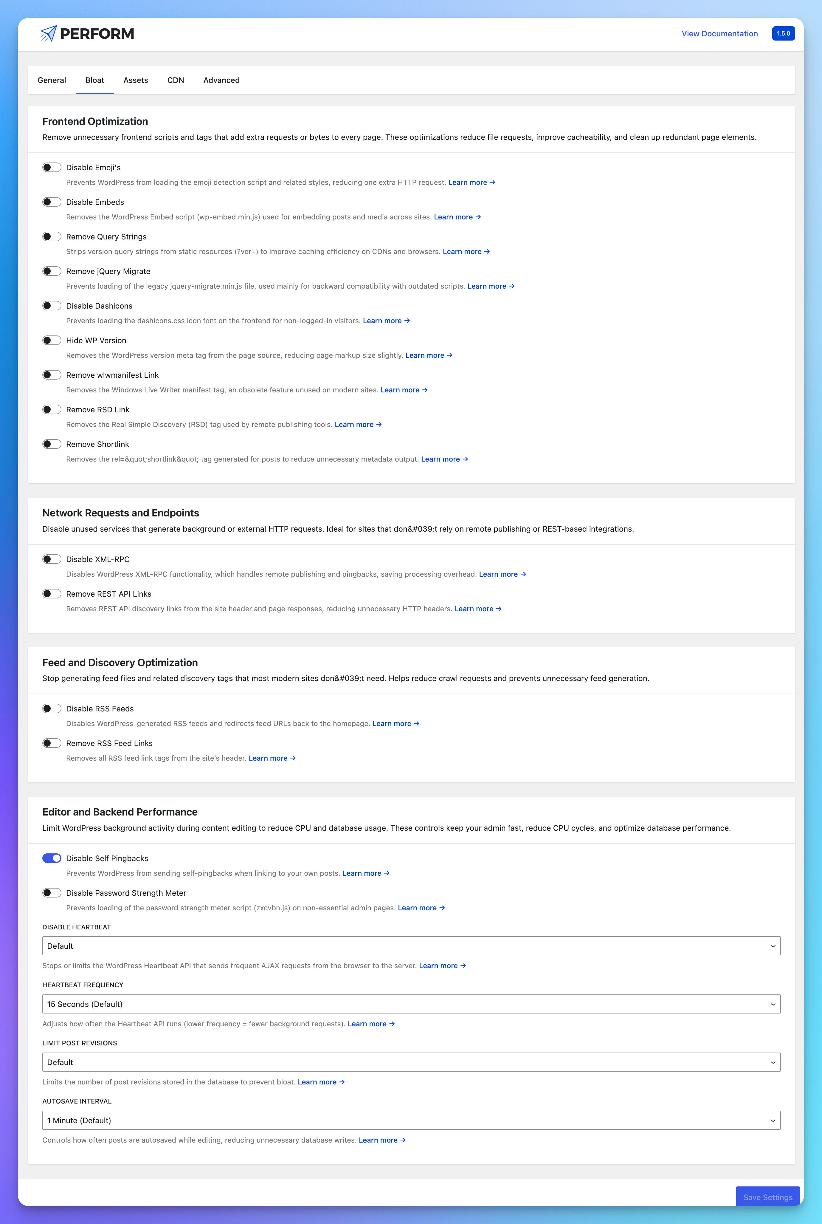 Assets Manager: disable CSS/JS per page.