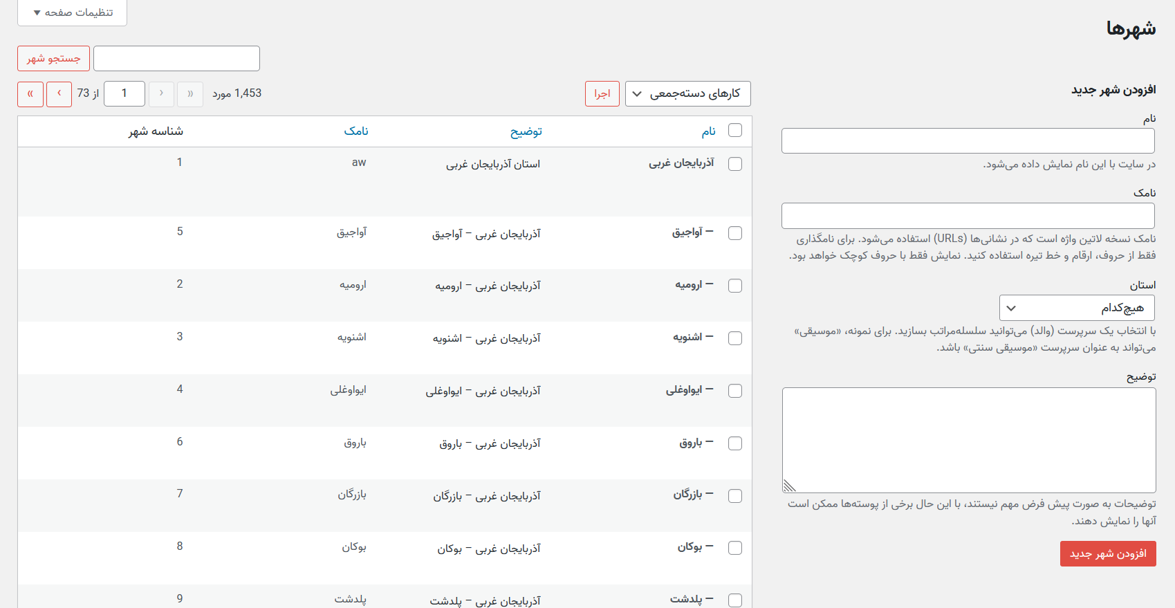 List of States, cities, districts.