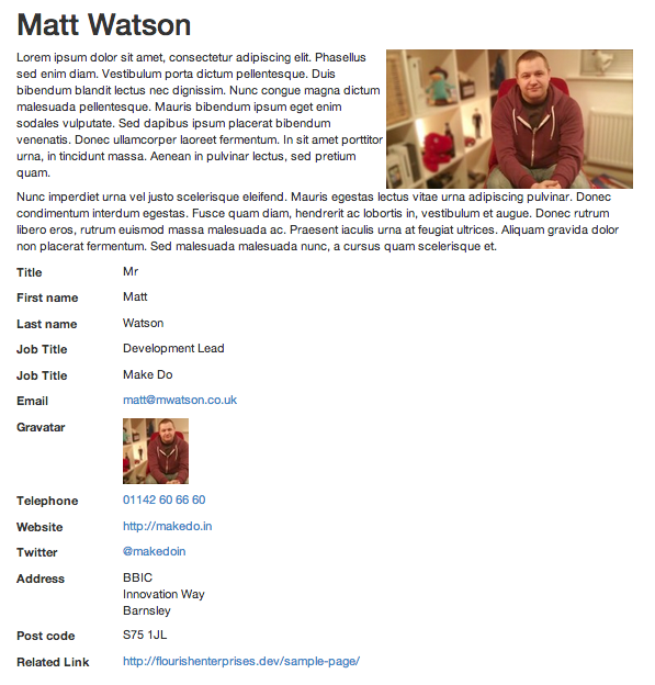 A person view, rendered using the person_render_bootstrap() function