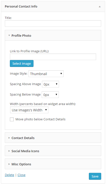 Here is what the Widget form looks like in the WordPress admin section