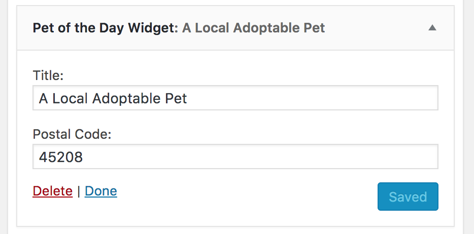 The widget admin configuration