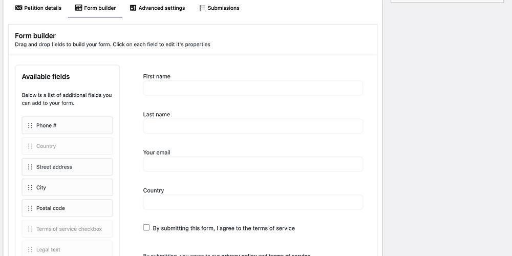 Form settings