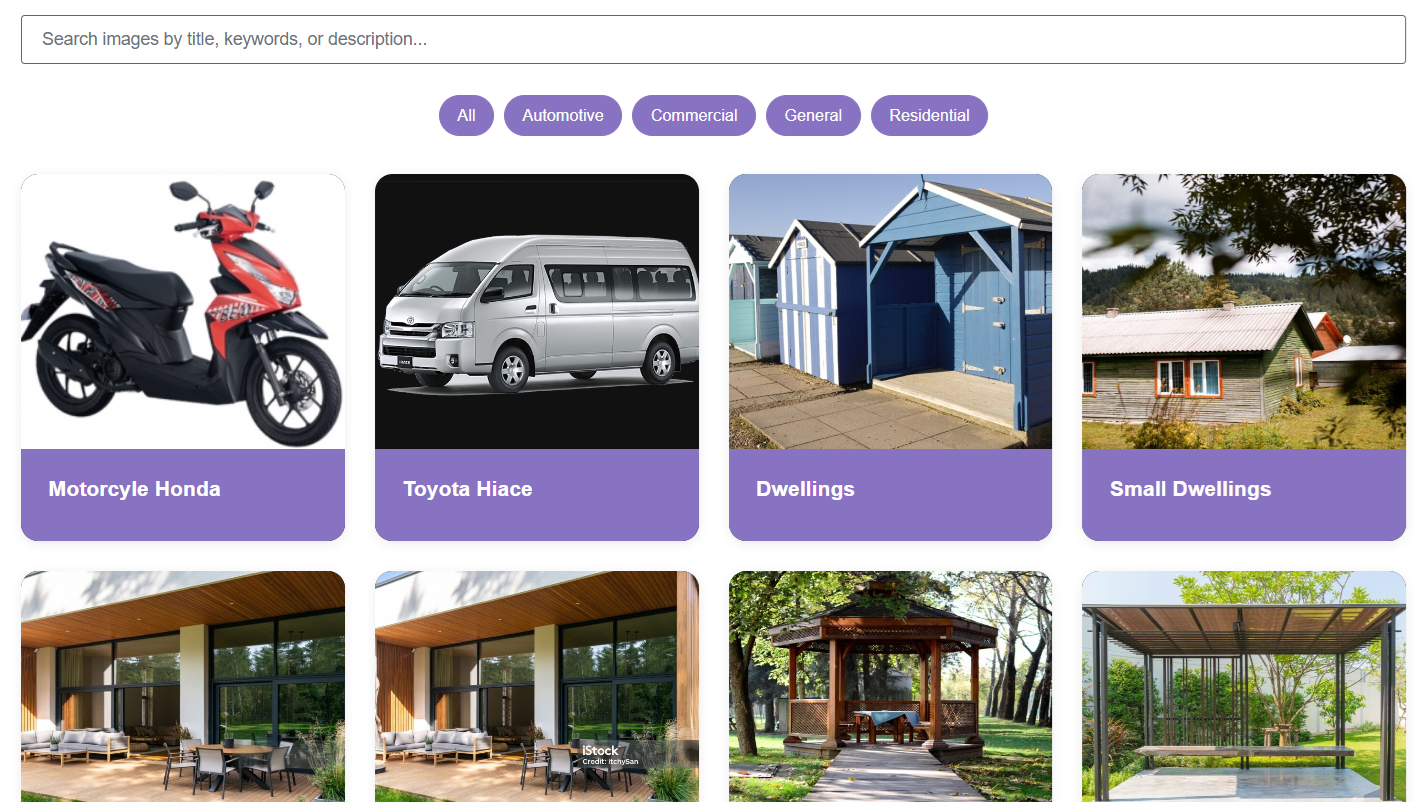 Gallery overview on frontend in light mode