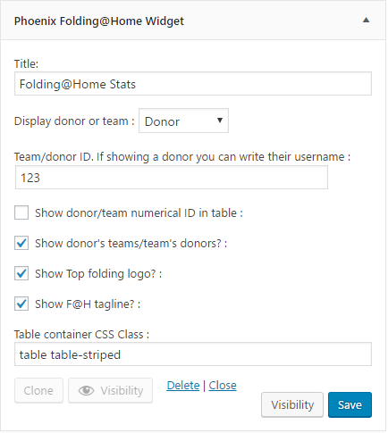 Folding@Home widget editing meta box