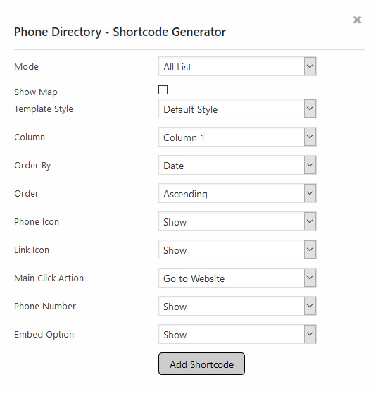 Shortcode generator