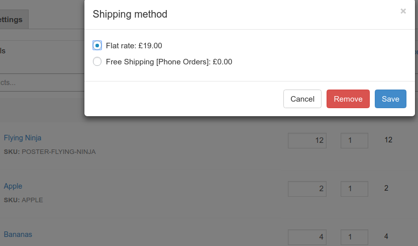 Select shipping method