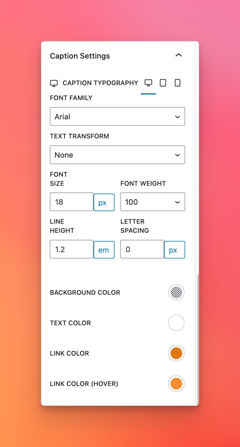 The caption block is fully featured, allowing you to position and overlay captions to match your photo style.