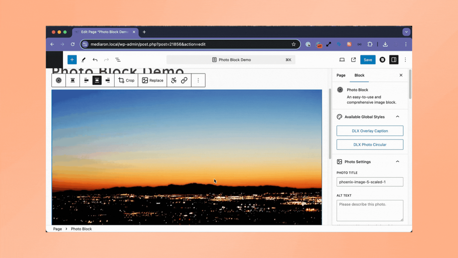 Set the caption overlay's positio, and enable an overlay on hover.
