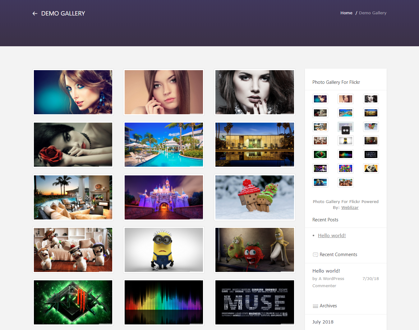 Photo Gallery Widget in Sidebar