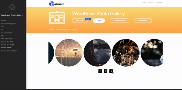 [Carousel - Full Width](https://demo.grandwp.com/wordpress-photo-gallery-carousel-full-width/)