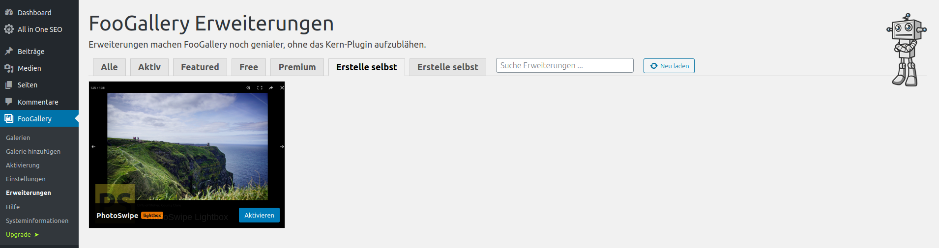 Activating Plugin as FooGallery-Extension.