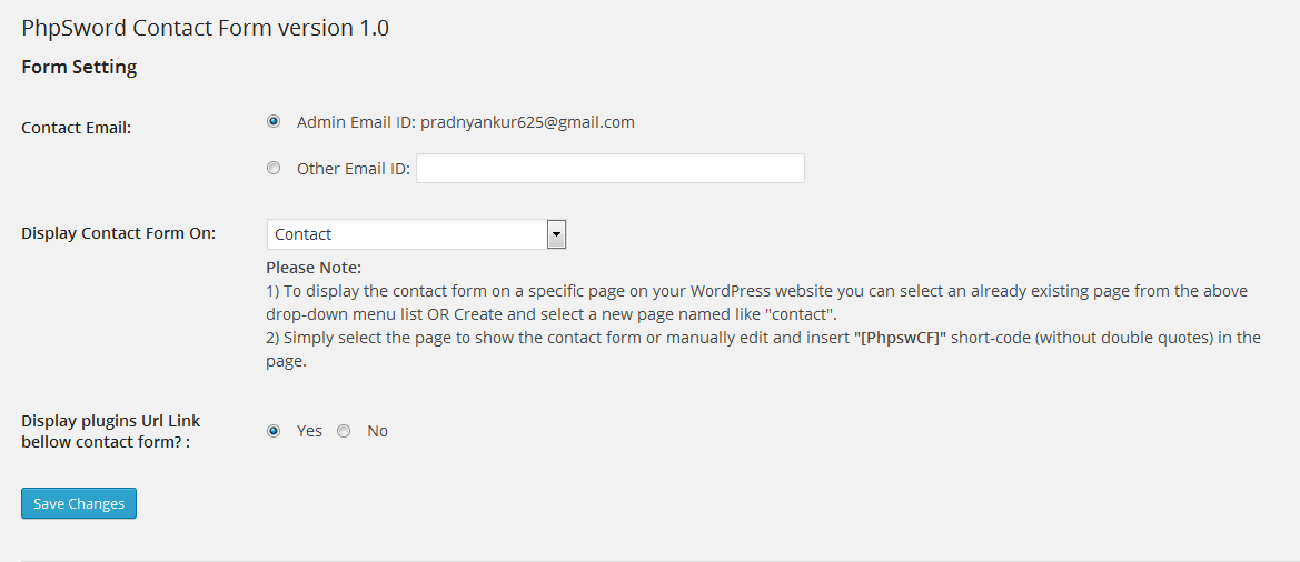 PhpSword Contact Form Screenshot1