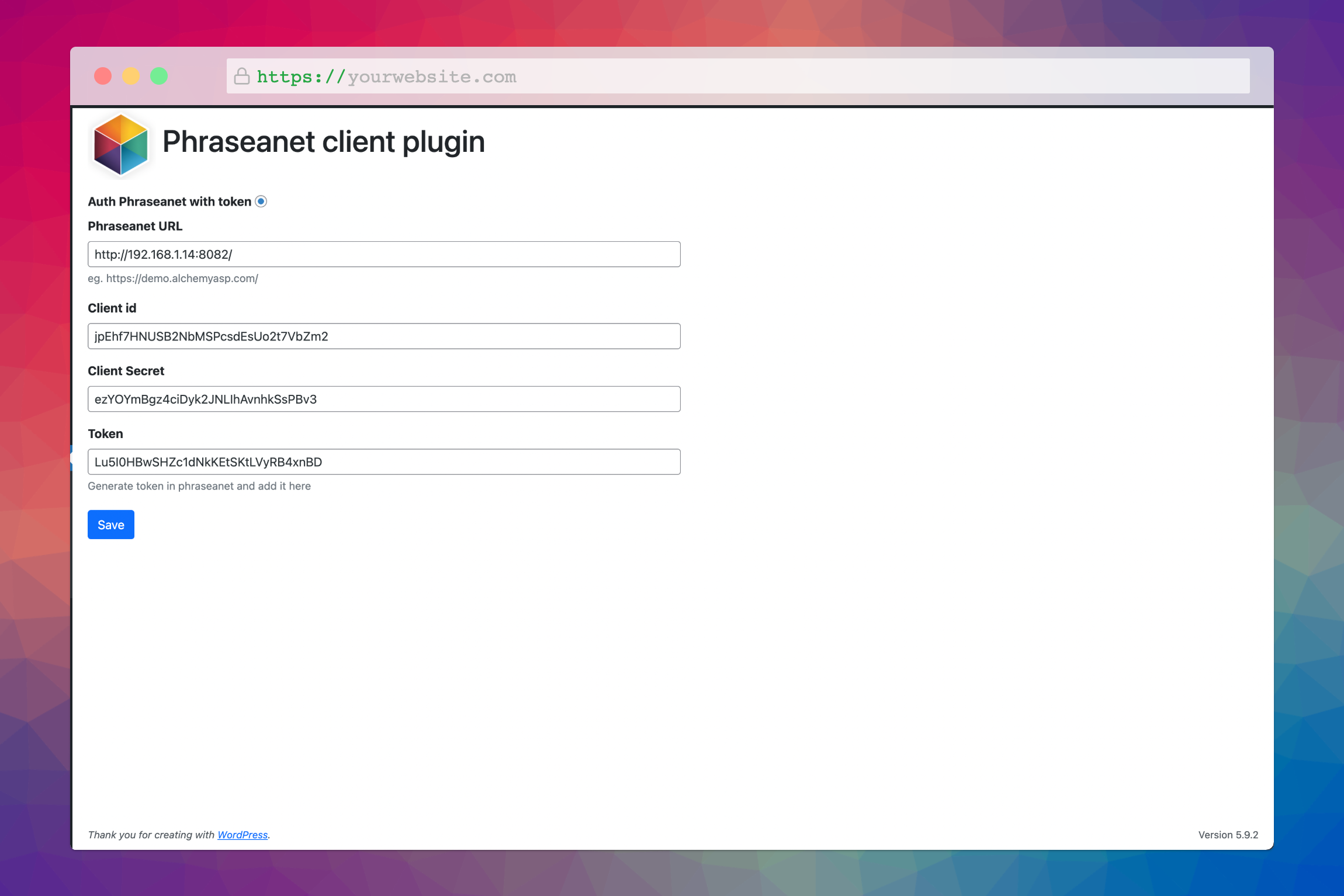 UI and number of results per page settings.