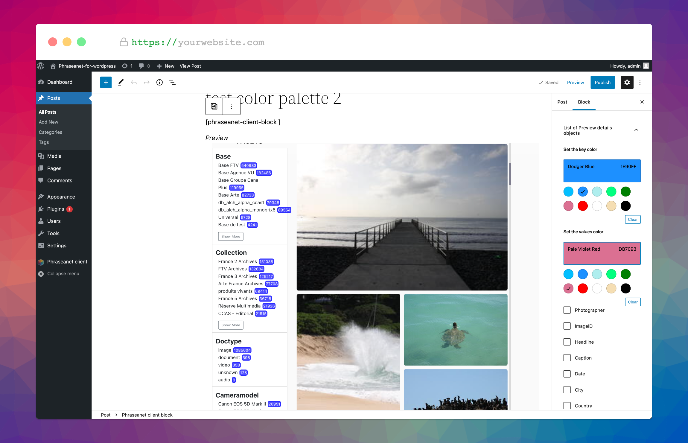 Mix and match colors of the phraseanet block with your theme.