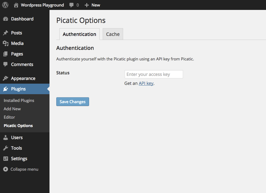 **Authentication** - Get an API key from your Picatic account.