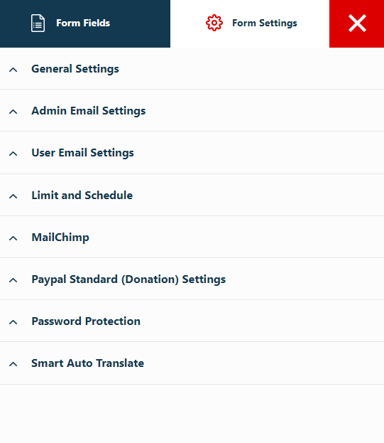 Form Settings