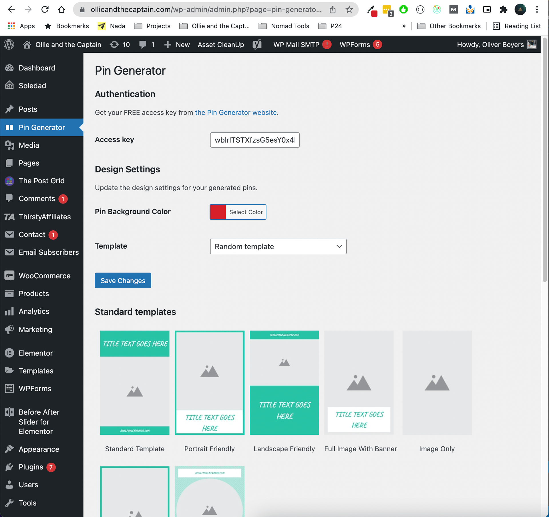 Set your pin design settings