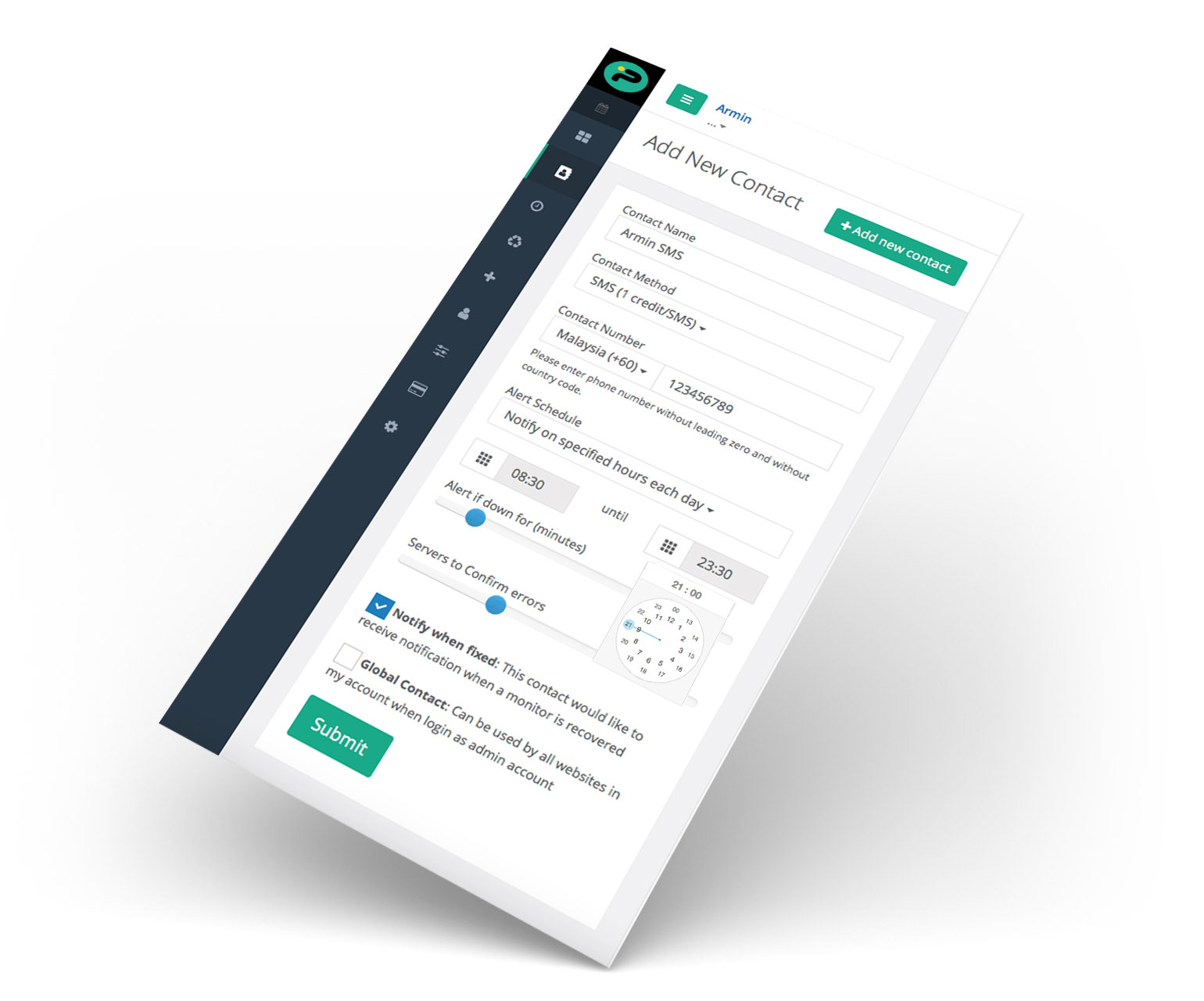 Define different contacts for different schedules