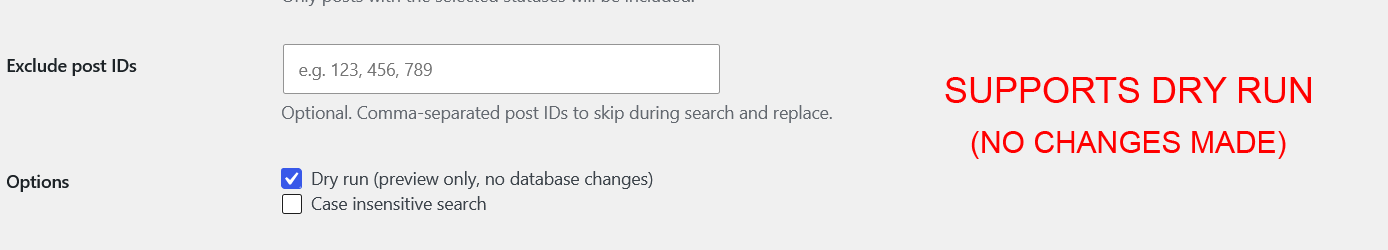 Progress bar, results summary, and before/after preview table.