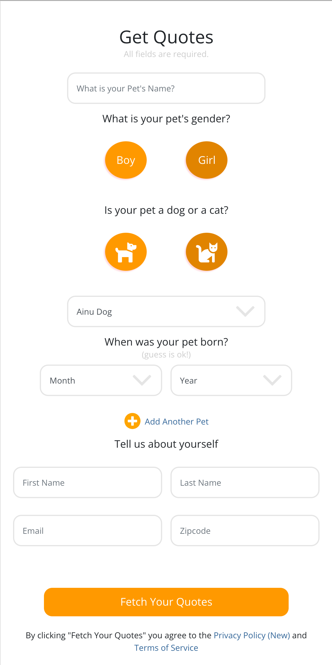 The Quote Form that is embedded on with the plugin.