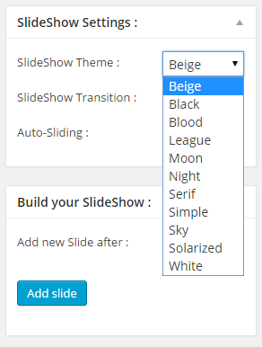 Choose between 11 predefined themes for your presentation, choose between user-controlled or automatic sliding sequence