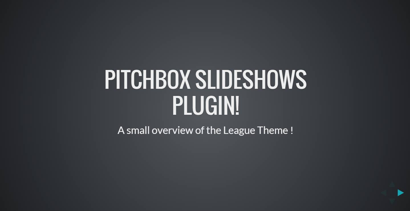 Overview of a presentation with the "League" Theme