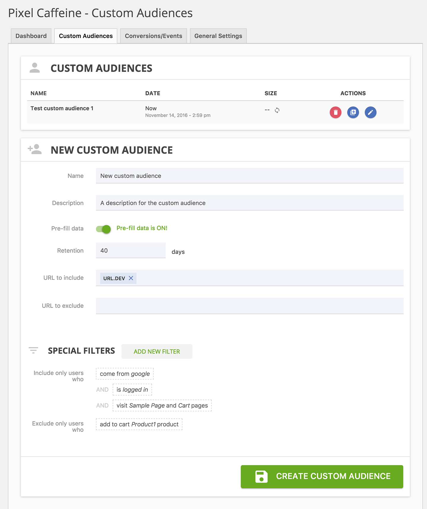 Custom audiences manager