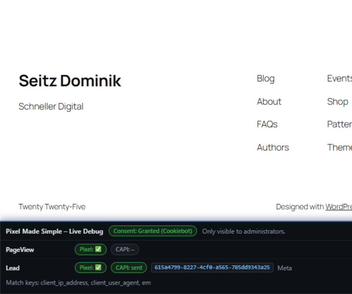 Live debug bar for administrators in the frontend.