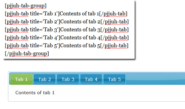 An example of tabs using the shortcode \[pjjuh-tab-group\] and \[pjjuh-tab\].