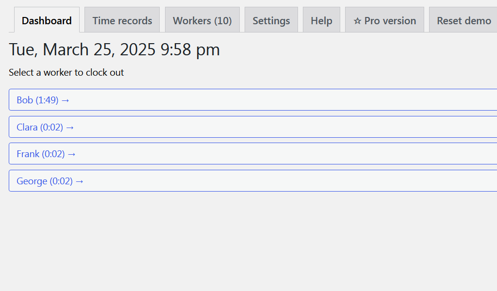 Edit time records of a timesheet.