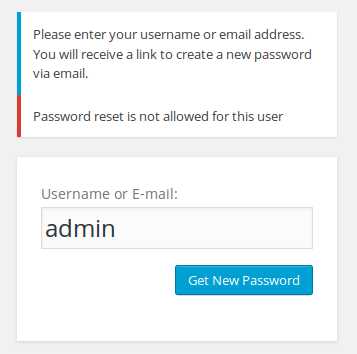 The admin user's password has been protected from reset