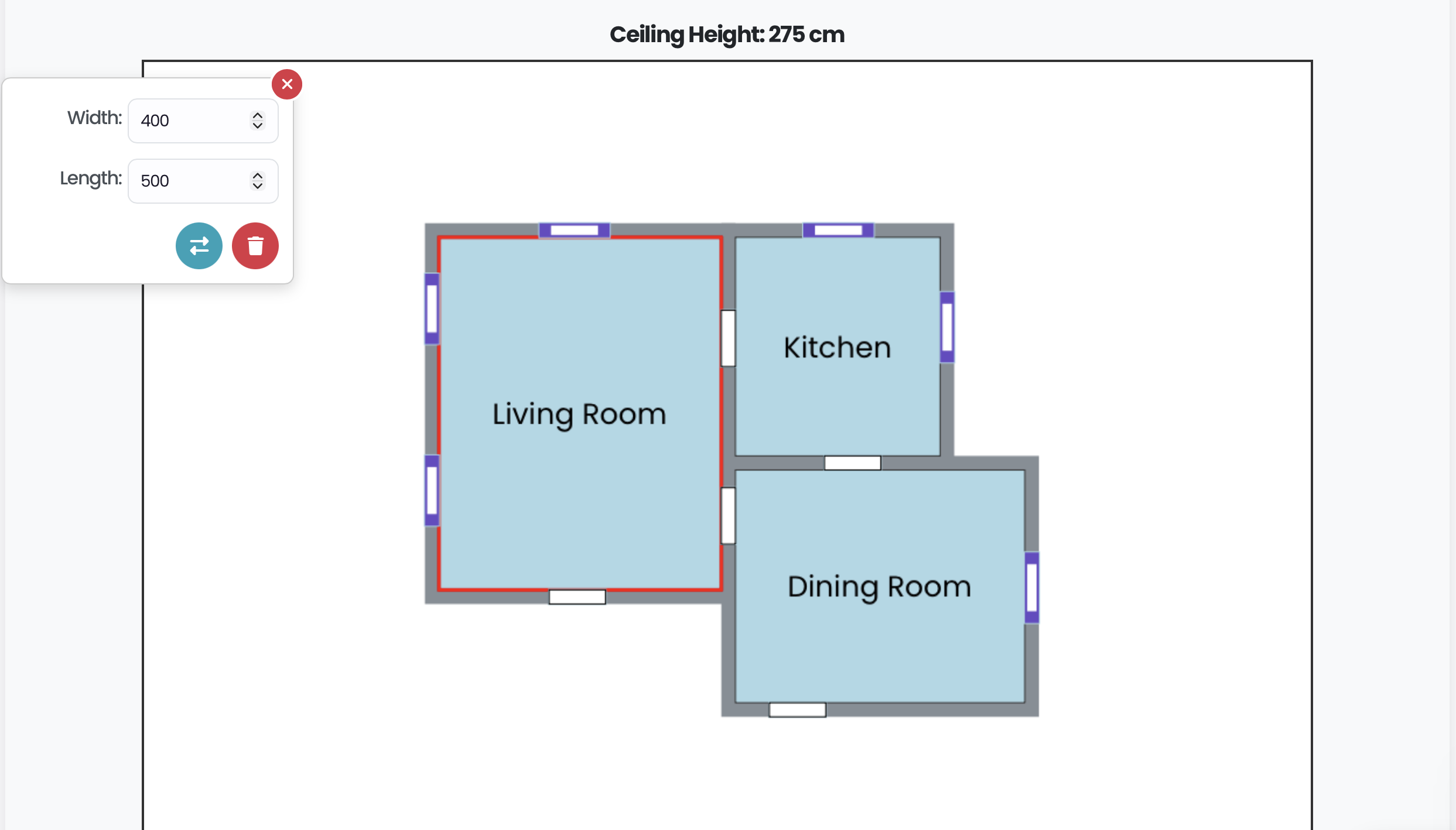 **Project Log:** View and manage your saved floor plans.