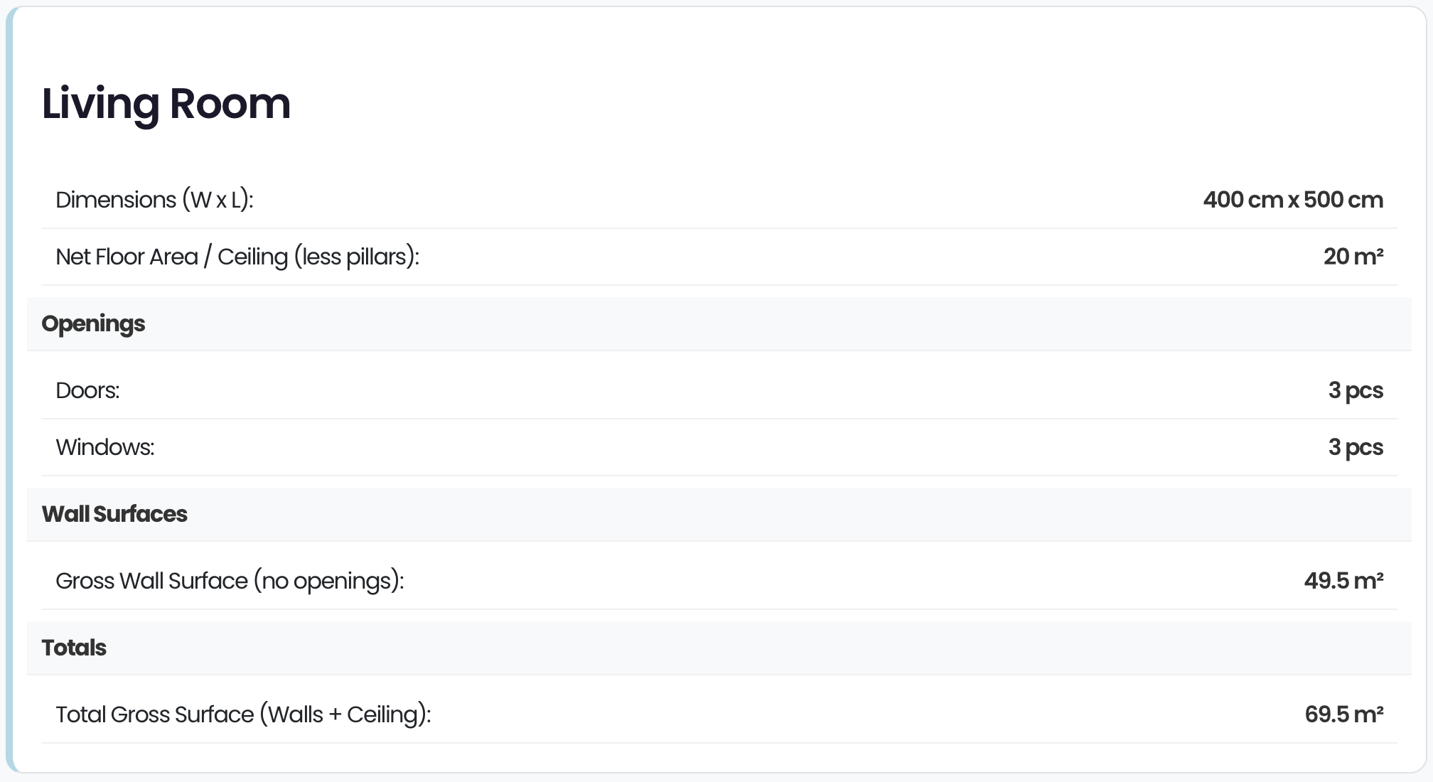 **Professional PRO Report (General):** Shows the advanced General Data report, including Net Areas and Perimeters.