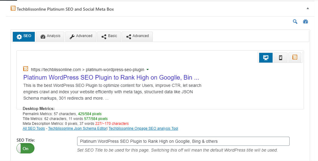 Techblissonline Platinum SEO and Social Settings Meta Box for Posts, Pages and Taxonomies